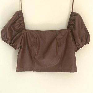 7 For All Mankind Vegan Leather Crop Top